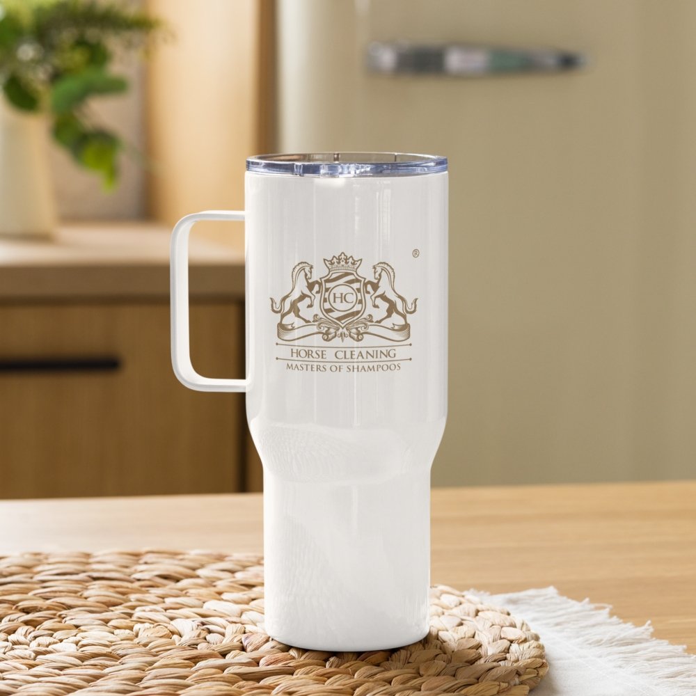 Horse Cleaning Logo Travel Mug With A Handle - Horse Cleaning Masters Of Shampoos ™